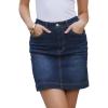 imageAllegra K Denim Skirt for Womens Casual High Waisted Jean Skirt with PocketsDeep Blue