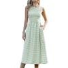 imageAllegra K Gingham Dress for Women Casual Sleeveless Flowy Vacation Summer Midi Smocked DressesLight Green