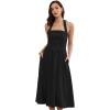 imageAllegra K Midi Dress for Womens Off Shoulder Halter Corset High Waist Swing Flowy Long DressesBlack