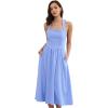 imageAllegra K Midi Dress for Womens Off Shoulder Halter Corset High Waist Swing Flowy Long DressesBlue