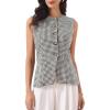 imageAllegra K Plaid Vest Top for Womens Gingham Button Down Sleeveless Office Crew Neck Dressy WaistcoatBlack