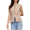 imageAllegra K Plaid Vest Top for Womens Gingham Button Down Sleeveless Office Crew Neck Dressy WaistcoatKhaki
