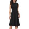 imageAllegra K Work Dresses for Womens 2026 Mock Neck Sleeveless A Line Midi DressBlack
