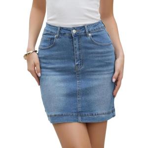 imageAllegra K Denim Skirt for Womens Casual High Waisted Jean Skirt with PocketsSky Blue