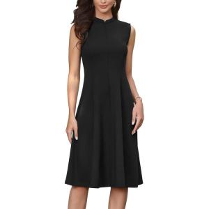 imageAllegra K Work Dresses for Womens 2026 Mock Neck Sleeveless A Line Midi DressBlack
