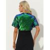 imageAllegra K Sequin Bolero for Womens Sparkly Crop Glitter Formal Shrug for Evening DressesGreen Blue