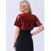 imageAllegra K Sequin Bolero for Womens Sparkly Crop Glitter Formal Shrug for Evening DressesRed