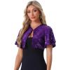 imageAllegra K Sequin Bolero for Womens Sparkly Crop Glitter Formal Shrug for Evening DressesPurple