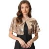 imageAllegra K Sequin Bolero for Womens Sparkly Crop Glitter Formal Shrug for Evening DressesRose Gold