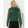 imageAllegra K Mesh Sheer Jacket for Women Long Sleeve Hoodie Zipper Up Lightweight Casual Outwear Night Out Party OutfitDark Green
