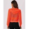 imageAllegra K Mesh Sheer Jacket for Women Long Sleeve Hoodie Zipper Up Lightweight Casual Outwear Night Out Party OutfitOrange