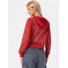imageAllegra K Mesh Sheer Jacket for Women Long Sleeve Hoodie Zipper Up Lightweight Casual Outwear Night Out Party OutfitRed