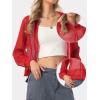 imageAllegra K Mesh Sheer Jacket for Women Long Sleeve Hoodie Zipper Up Lightweight Casual Outwear Night Out Party OutfitRed