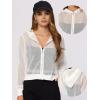 imageAllegra K Mesh Sheer Jacket for Women Long Sleeve Hoodie Zipper Up Lightweight Casual Outwear Night Out Party OutfitWhite