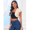 imageAllegra K Womens Denim Jacket Cap Sleeve Cropped Open Front Shrugs Casual Summer Jean JacketsApricot