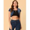 imageAllegra K Womens Denim Jacket Cap Sleeve Cropped Open Front Shrugs Casual Summer Jean JacketsBlue