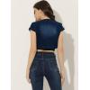 imageAllegra K Womens Denim Jacket Cap Sleeve Cropped Open Front Shrugs Casual Summer Jean JacketsDark Blue