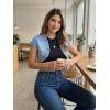 imageAllegra K Womens Denim Jacket Cap Sleeve Cropped Open Front Shrugs Casual Summer Jean JacketsGrey Blue