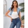 imageAllegra K Womens Denim Jacket Cap Sleeve Cropped Open Front Shrugs Casual Summer Jean JacketsLight Blue