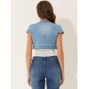 imageAllegra K Womens Denim Jacket Cap Sleeve Cropped Open Front Shrugs Casual Summer Jean JacketsLight Blue