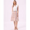 imageAllegra K Womens Summer Floral Chiffon Skirts Smocked Elastic Waist ALine Below Knee Length Ruffle Tiered SkirtBeige