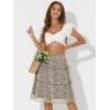 imageAllegra K Womens Summer Floral Chiffon Skirts Smocked Elastic Waist ALine Below Knee Length Ruffle Tiered SkirtBlack