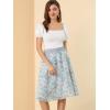 imageAllegra K Womens Summer Floral Chiffon Skirts Smocked Elastic Waist ALine Below Knee Length Ruffle Tiered SkirtBlue Purple