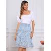 imageAllegra K Womens Summer Floral Chiffon Skirts Smocked Elastic Waist ALine Below Knee Length Ruffle Tiered SkirtBlue White