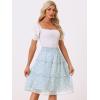 imageAllegra K Womens Summer Floral Chiffon Skirts Smocked Elastic Waist ALine Below Knee Length Ruffle Tiered SkirtLight Blue