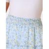 imageAllegra K Womens Summer Floral Chiffon Skirts Smocked Elastic Waist ALine Below Knee Length Ruffle Tiered SkirtLight Blue