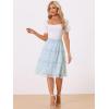 imageAllegra K Womens Summer Floral Chiffon Skirts Smocked Elastic Waist ALine Below Knee Length Ruffle Tiered SkirtLight Blue