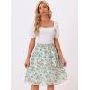 imageAllegra K Womens Summer Floral Chiffon Skirts Smocked Elastic Waist ALine Below Knee Length Ruffle Tiered SkirtLight Green