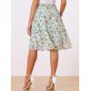 imageAllegra K Womens Summer Floral Chiffon Skirts Smocked Elastic Waist ALine Below Knee Length Ruffle Tiered SkirtLight Green