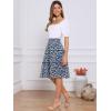 imageAllegra K Womens Summer Floral Chiffon Skirts Smocked Elastic Waist ALine Below Knee Length Ruffle Tiered SkirtNavy