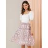 imageAllegra K Womens Summer Floral Chiffon Skirts Smocked Elastic Waist ALine Below Knee Length Ruffle Tiered SkirtPink
