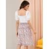 imageAllegra K Womens Summer Floral Chiffon Skirts Smocked Elastic Waist ALine Below Knee Length Ruffle Tiered SkirtPink