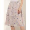 imageAllegra K Womens Summer Floral Chiffon Skirts Smocked Elastic Waist ALine Below Knee Length Ruffle Tiered SkirtPink Blue