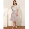imageAllegra K Womens Summer Floral Chiffon Skirts Smocked Elastic Waist ALine Below Knee Length Ruffle Tiered SkirtPink Blue