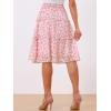 imageAllegra K Womens Summer Floral Chiffon Skirts Smocked Elastic Waist ALine Below Knee Length Ruffle Tiered SkirtPinks