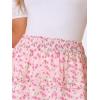 imageAllegra K Womens Summer Floral Chiffon Skirts Smocked Elastic Waist ALine Below Knee Length Ruffle Tiered SkirtPinks