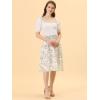 imageAllegra K Womens Summer Floral Chiffon Skirts Smocked Elastic Waist ALine Below Knee Length Ruffle Tiered SkirtWhite