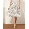 imageAllegra K Womens Summer Floral Chiffon Skirts Smocked Elastic Waist ALine Below Knee Length Ruffle Tiered SkirtWhite Purple