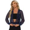 imageAllegra K Mesh Sheer Jacket for Women Long Sleeve Hoodie Zipper Up Lightweight Casual Outwear Night Out Party OutfitNavy Blue