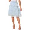 imageAllegra K Womens Summer Floral Chiffon Skirts Smocked Elastic Waist ALine Below Knee Length Ruffle Tiered SkirtLight Blue