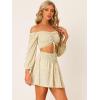 imageAllegra K 2 Piece Outfits for Womens Floral Off Shoulder Crop Top and Mini Skirt