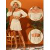imageAllegra K 2 Piece Outfits for Womens Floral Off Shoulder Crop Top and Mini Skirt