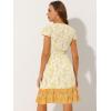 imageAllegra K Boho Floral Dresses for Womens Flutter Sleeve Smocked Waist V Neck Flowy Bohemian Dress