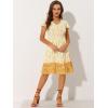 imageAllegra K Boho Floral Dresses for Womens Flutter Sleeve Smocked Waist V Neck Flowy Bohemian Dress