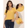 imageAllegra K Casual Peasant Blouse for Womens Smocked Square Neck Ruffle Sleeves Top