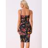 imageAllegra K Floral Cami Dress for Womens Ruched Mesh Side Slit Summer Bodycon Dresses